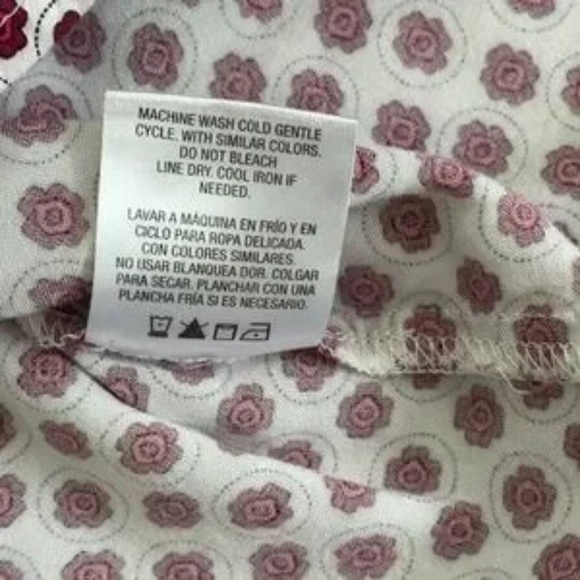 Laura Scott Boho Print 3/4 Sleeve Peasant Blouse Burgundy Ivory Size MP - Picture 6 of 8